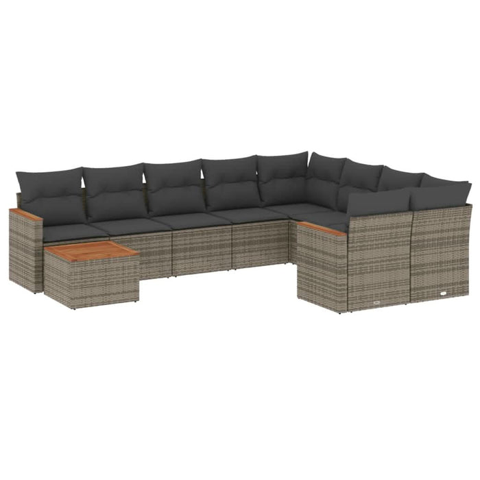 Set mobilier de grădină cu perne, 10 piese, gri, poliratan - WALTI WALTI
