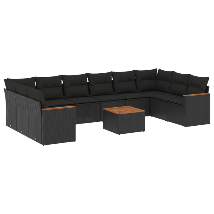 Set canapele de grădină cu perne, 11 piese, negru, poliratan - WALTI WALTI
