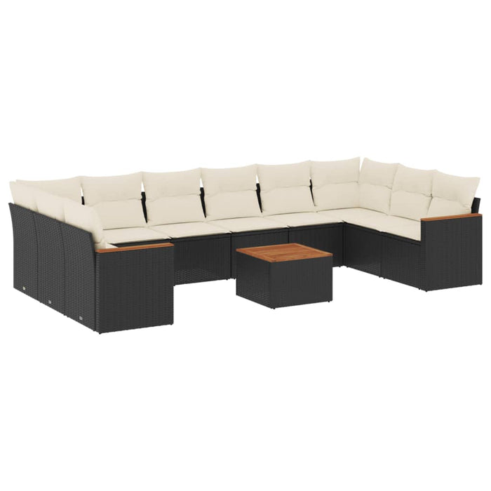 Set canapele de grădină cu perne, 11 piese, negru, poliratan - WALTI WALTI
