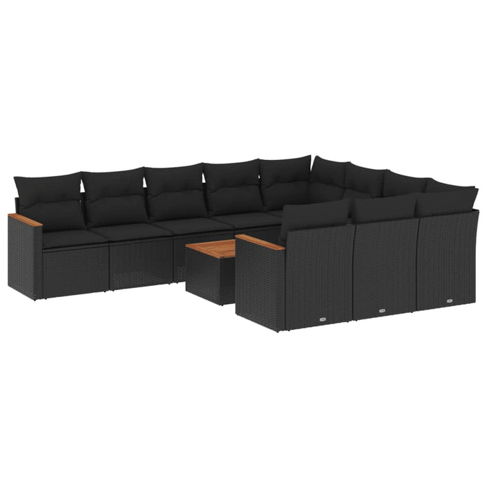 Set canapele de grădină cu perne, 11 piese, negru, poliratan - WALTI WALTI