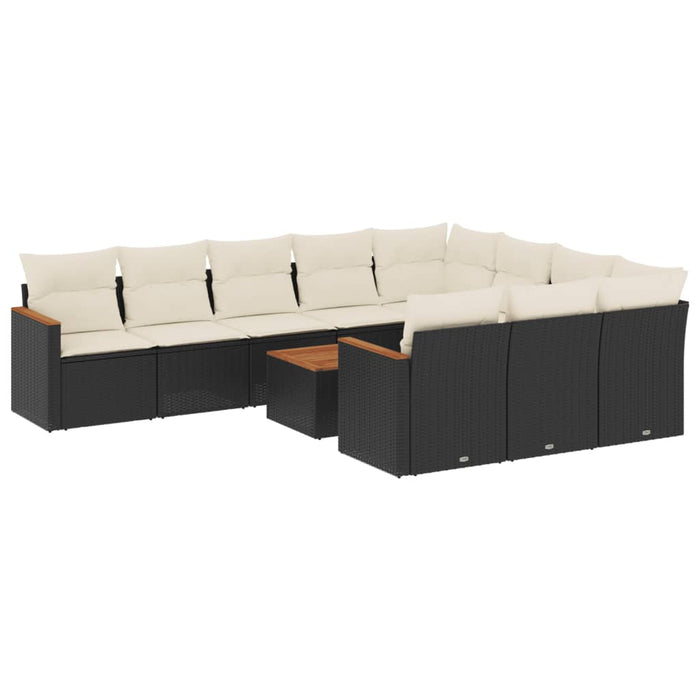 Set canapele de grădină cu perne, 11 piese, negru, poliratan - WALTI WALTI