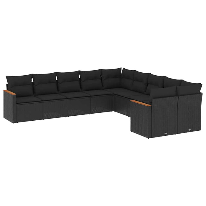 Set canapele de grădină cu perne, 10 piese, negru, poliratan - WALTI WALTI