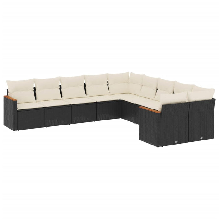 Set canapele de grădină cu perne, 10 piese, negru, poliratan - WALTI WALTI