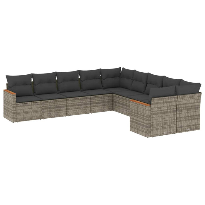 Set mobilier de grădină cu perne, 10 piese, gri, poliratan - WALTI WALTI