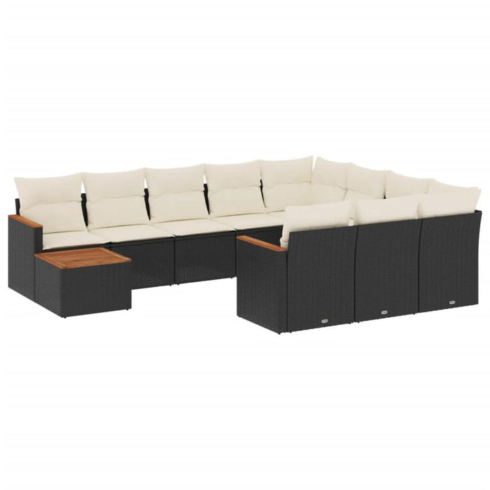 Set canapele de grădină cu perne, 11 piese, negru, poliratan - WALTI WALTI