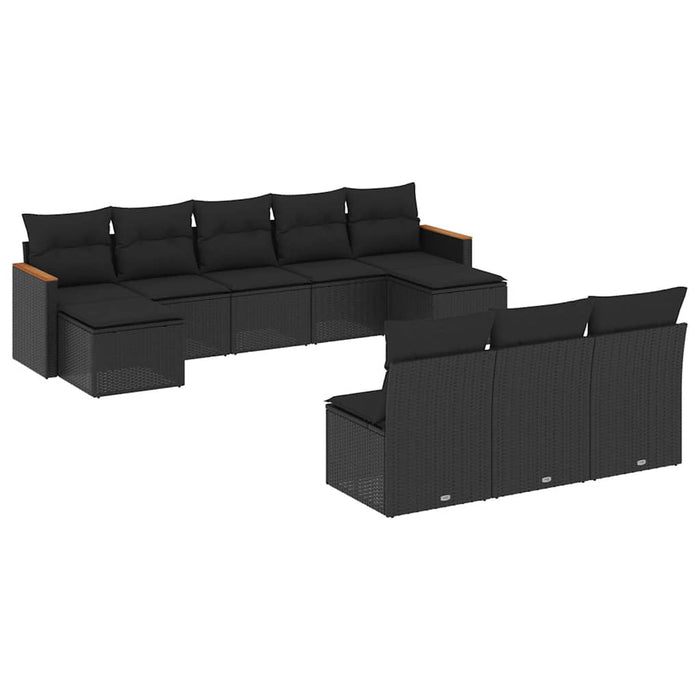 Set canapele de grădină cu perne, 10 piese, negru, poliratan - WALTI WALTI