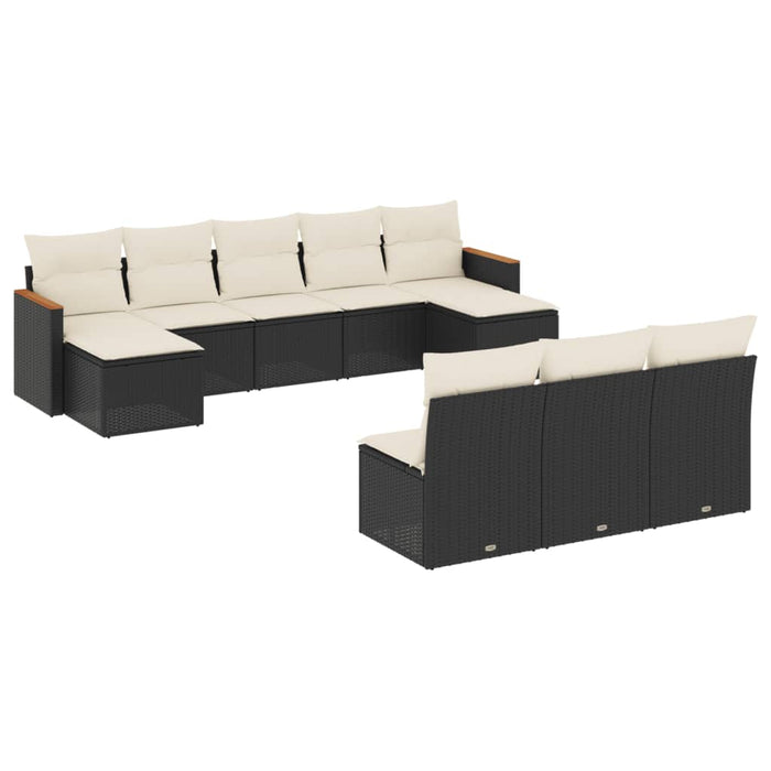 Set canapele de grădină cu perne, 10 piese, negru, poliratan - WALTI WALTI