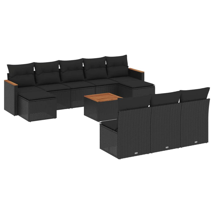 Set canapele de grădină cu perne, 11 piese, negru, poliratan - WALTI WALTI