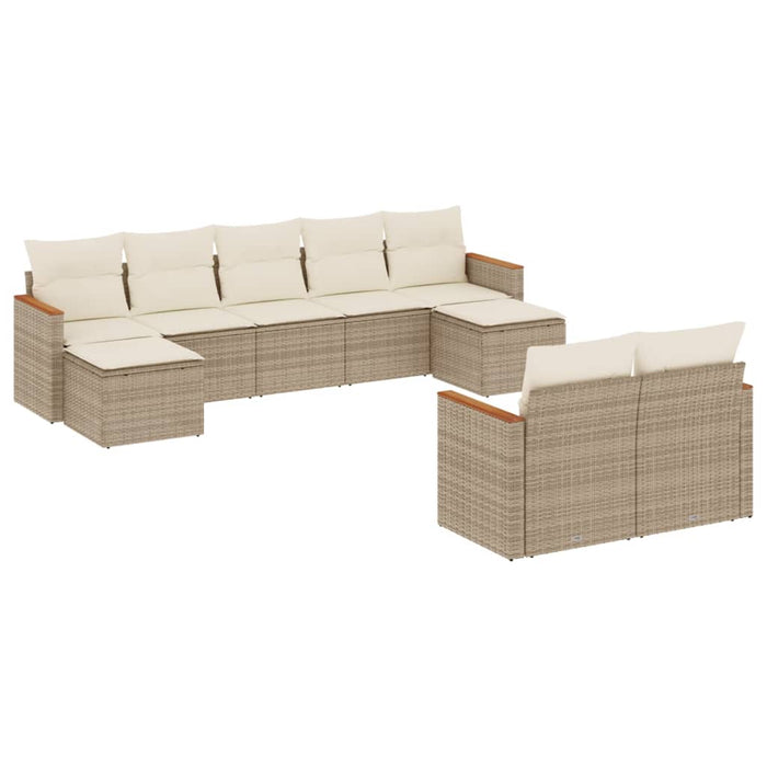 Set canapele de grădină, 9 piese, cu perne, bej, poliratan - WALTI WALTI