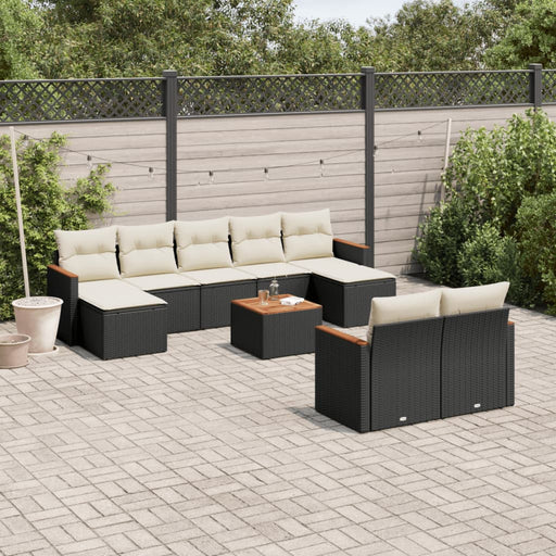 Set canapele de grădină cu perne, 10 piese, negru, poliratan - WALTI WALTI