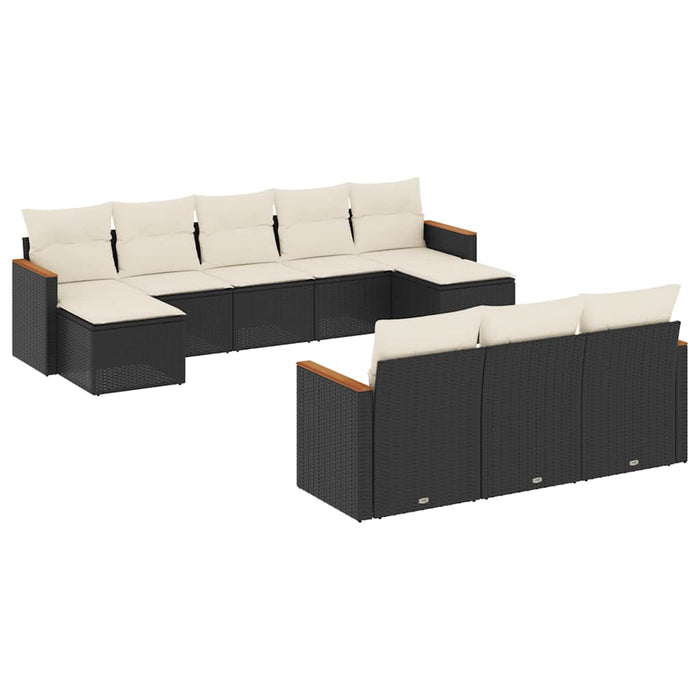 Set canapele de grădină cu perne, 10 piese, negru, poliratan - WALTI WALTI
