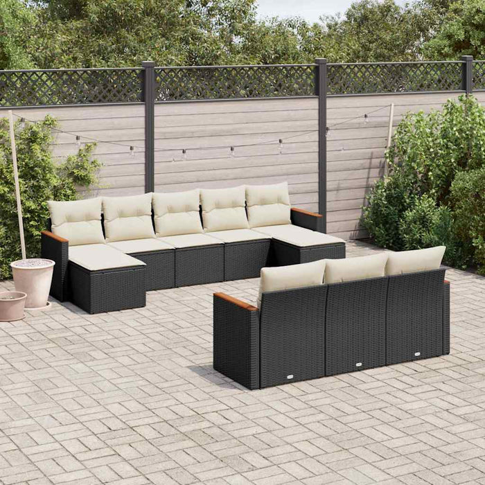 Set canapele de grădină cu perne, 10 piese, negru, poliratan - WALTI WALTI