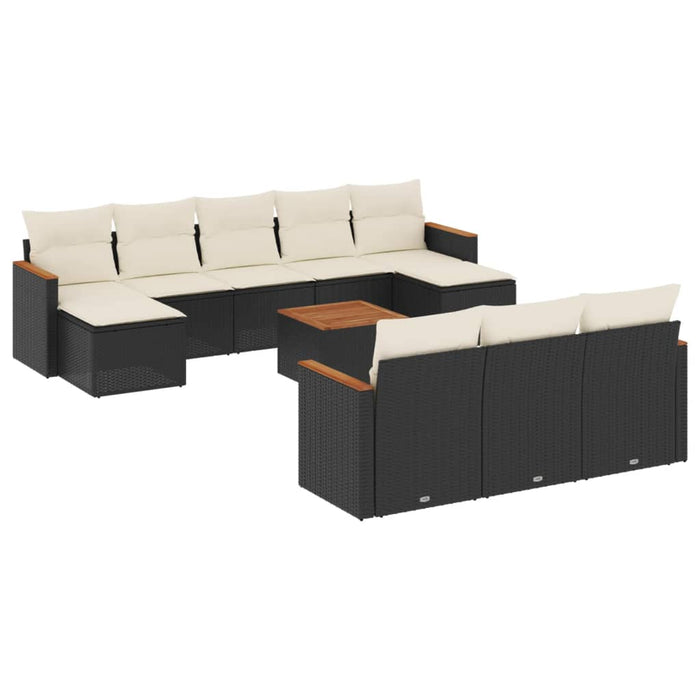 Set canapele de grădină cu perne, 11 piese, negru, poliratan - WALTI WALTI