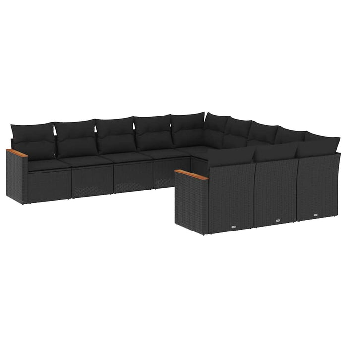 Set canapele de grădină cu perne, 11 piese, negru, poliratan - WALTI WALTI