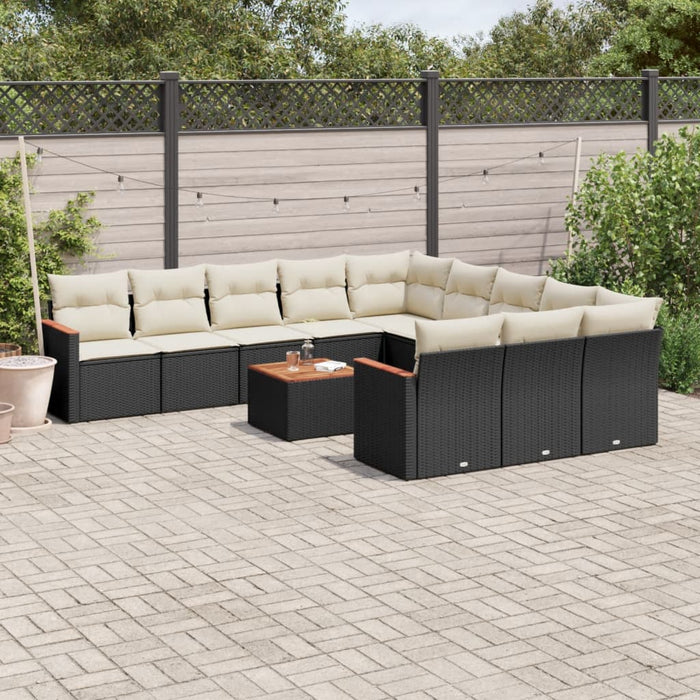 Set canapele de grădină, 12 piese, cu perne, negru, poliratan WALTI