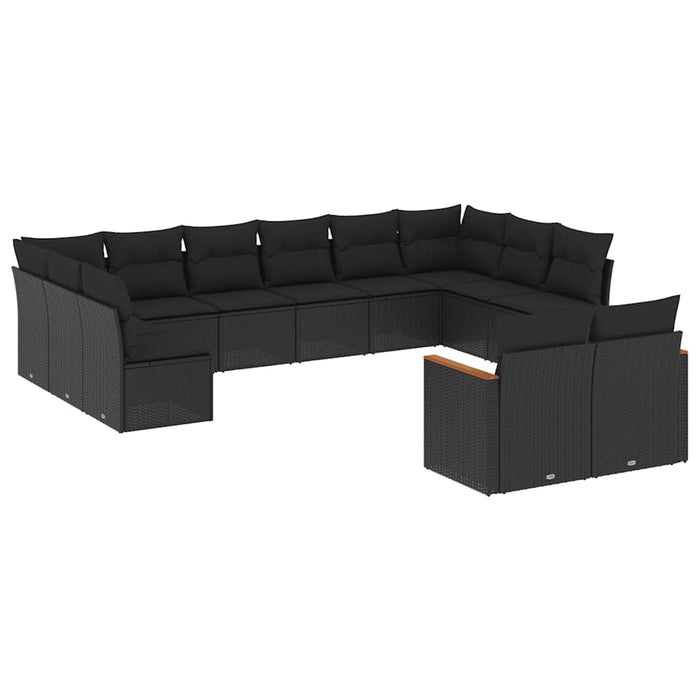 Set canapele de grădină, 12 piese, cu perne, negru, poliratan - WALTI WALTI