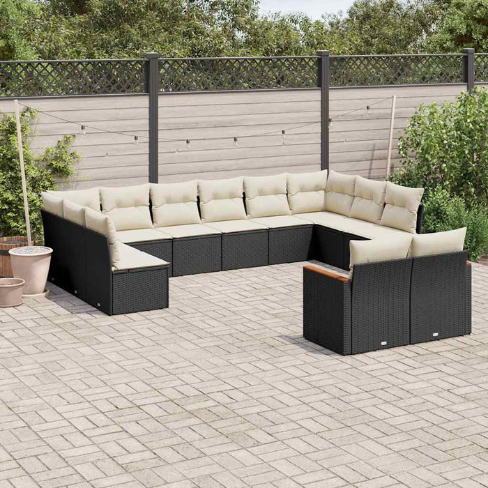 Set canapele de grădină, 12 piese, cu perne, negru, poliratan - WALTI WALTI