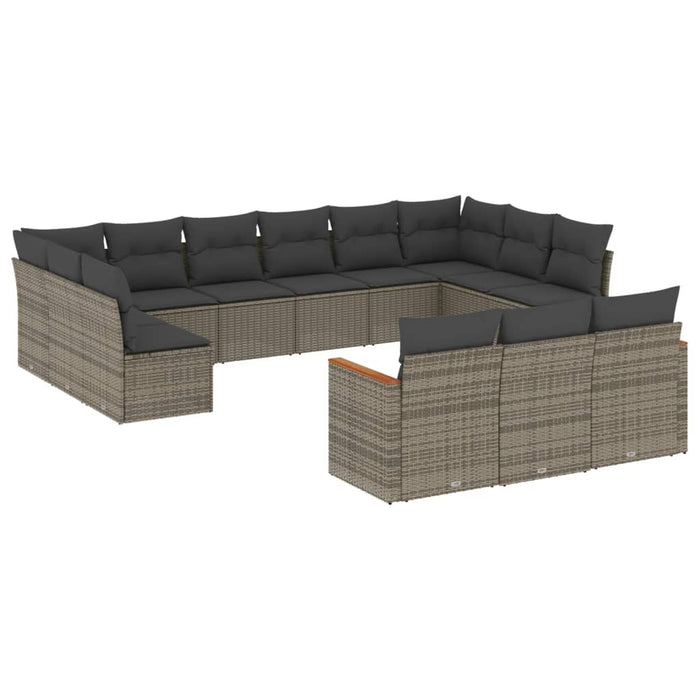 Set mobilier de grădină cu perne, 13 piese, gri, poliratan WALTI