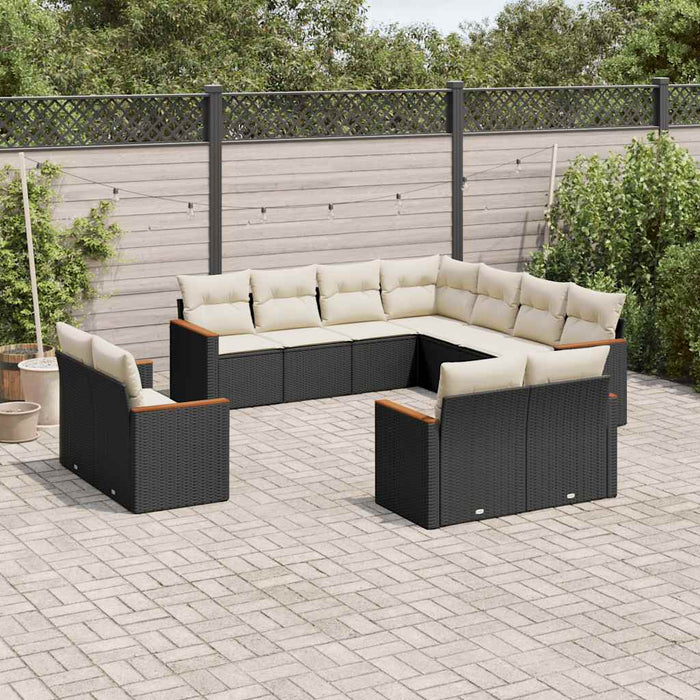 Set canapele de grădină cu perne, 11 piese, negru, poliratan - WALTI WALTI