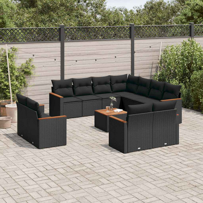 Set canapele de grădină, 12 piese, cu perne, negru, poliratan - WALTI WALTI
