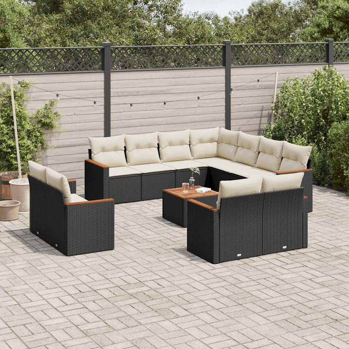 Set canapele de grădină, 12 piese, cu perne, negru, poliratan - WALTI WALTI