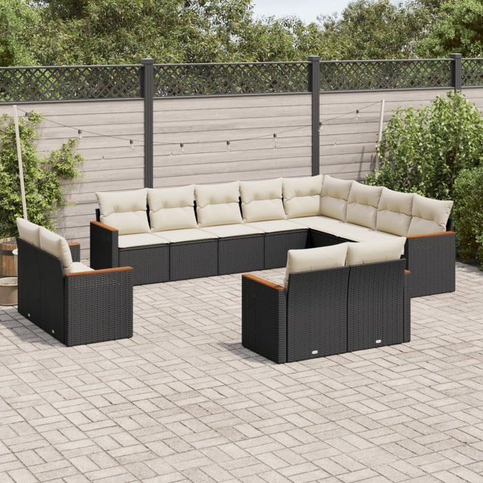 Set canapele de grădină, 12 piese, cu perne, negru, poliratan - WALTI WALTI