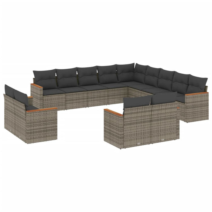 Set mobilier de grădină cu perne, 13 piese, gri, poliratan - WALTI WALTI