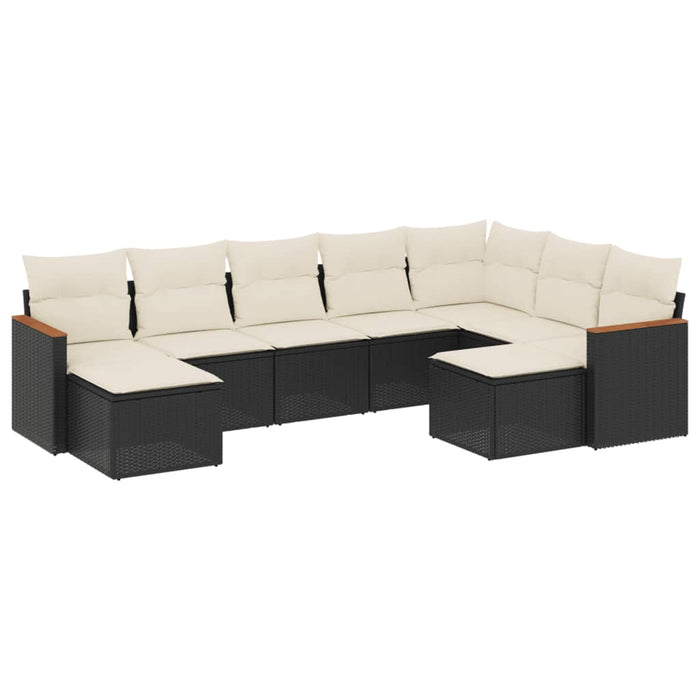 Set mobilier de grădină cu perne, 9 piese, negru, poliratan - WALTI WALTI