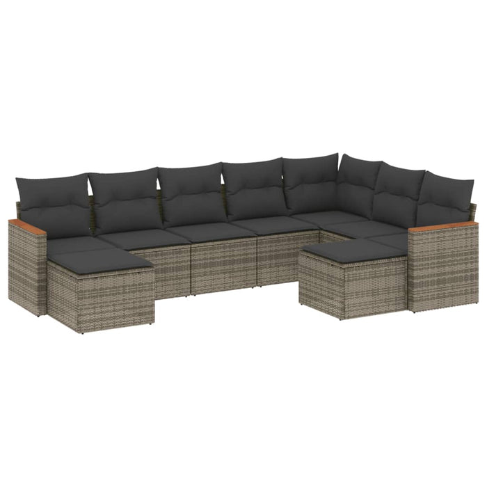 Set canapele de grădină, 9 piese, cu perne, gri, poliratan - WALTI WALTI