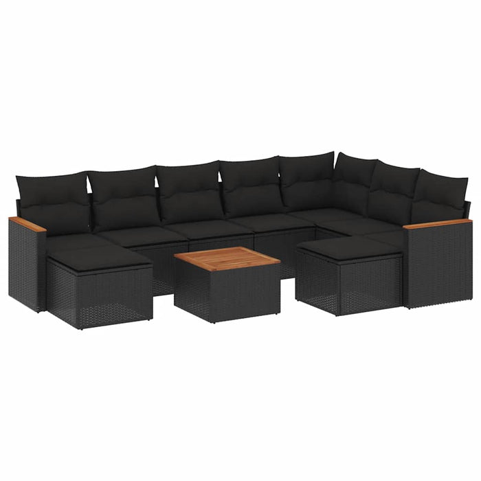 Set canapele de grădină cu perne, 10 piese, negru, poliratan - WALTI WALTI