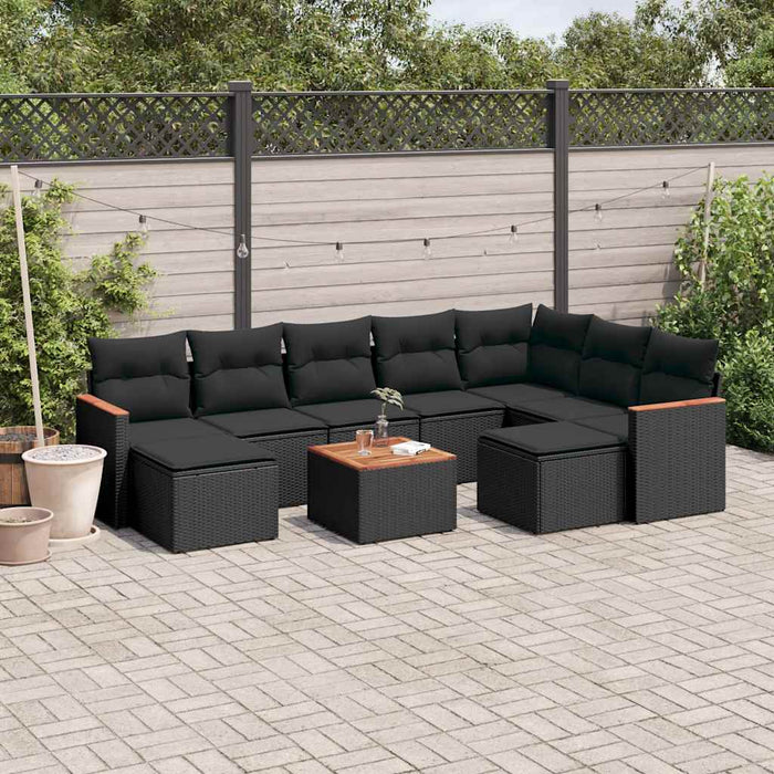 Set canapele de grădină cu perne, 10 piese, negru, poliratan - WALTI WALTI