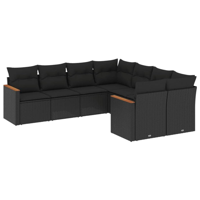 Set mobilier de grădină cu perne, 8 piese, negru, poliratan - WALTI WALTI