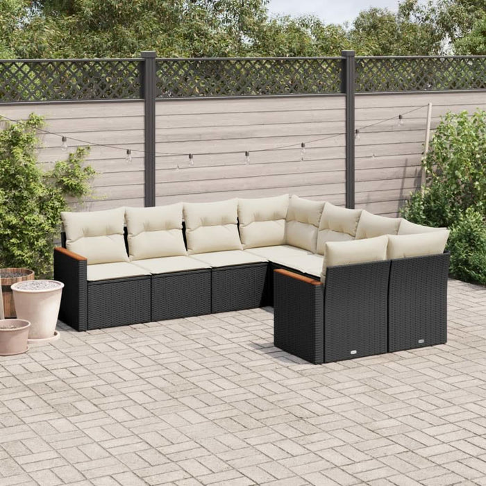 Set mobilier de grădină cu perne, 8 piese, negru, poliratan - WALTI WALTI