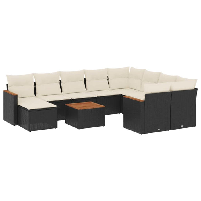 Set canapele de grădină cu perne, 11 piese, negru, poliratan - WALTI WALTI