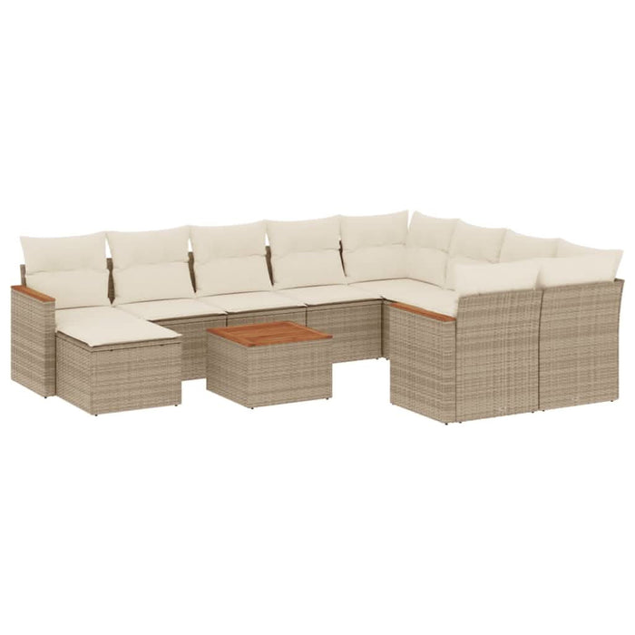 Set canapele de grădină cu perne, 11 piese, bej, poliratan WALTI