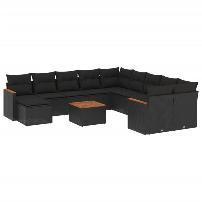 Set canapele de grădină, 12 piese, cu perne, negru, poliratan - WALTI WALTI