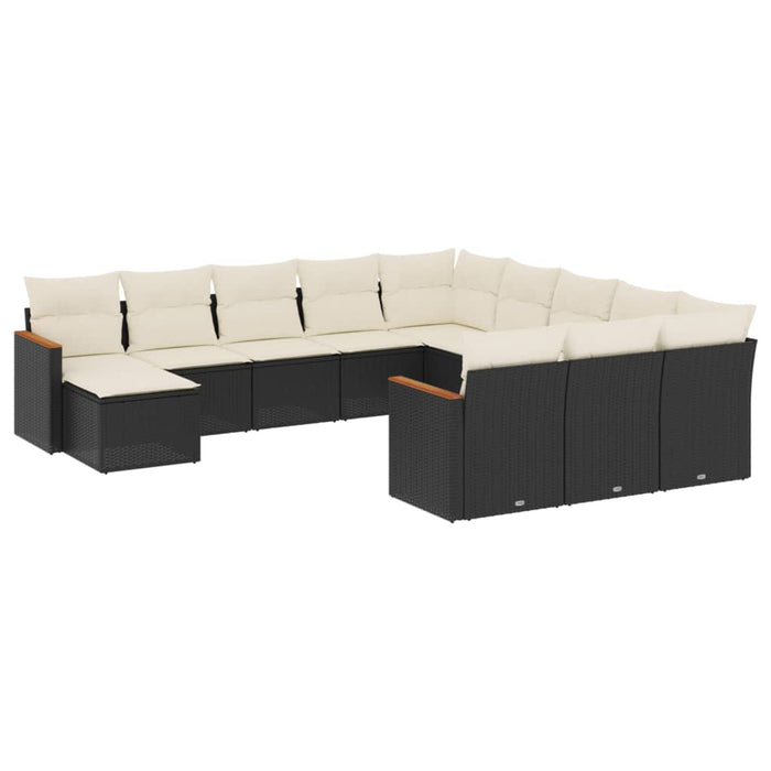Set canapele de grădină, 12 piese, cu perne, negru, poliratan - WALTI WALTI