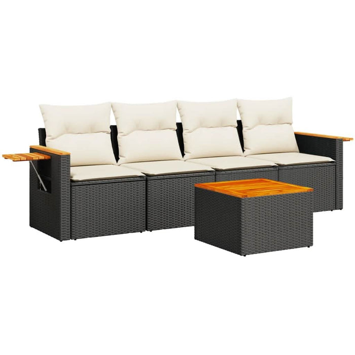 Set mobilier de grădină cu perne, 5 piese, negru, poliratan - WALTI WALTI