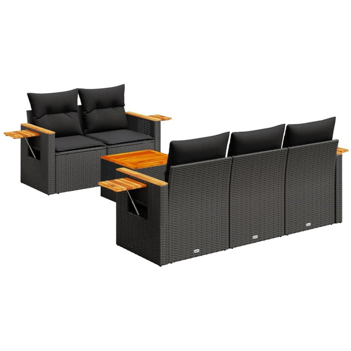 Set mobilier de grădină cu perne, 6 piese, negru, poliratan - WALTI WALTI