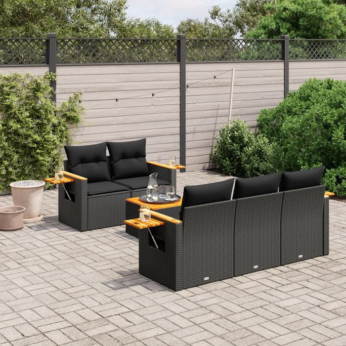 Set mobilier de grădină cu perne, 6 piese, negru, poliratan - WALTI WALTI