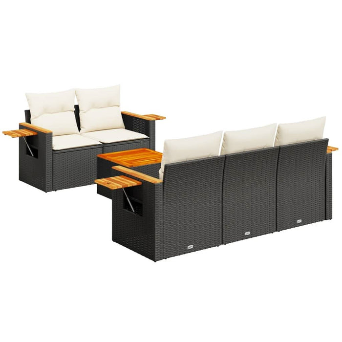 Set mobilier de grădină cu perne, 6 piese, negru, poliratan - WALTI WALTI