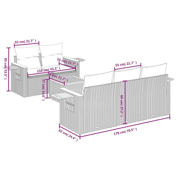 Set mobilier de grădină cu perne, 6 piese, negru, poliratan - WALTI WALTI