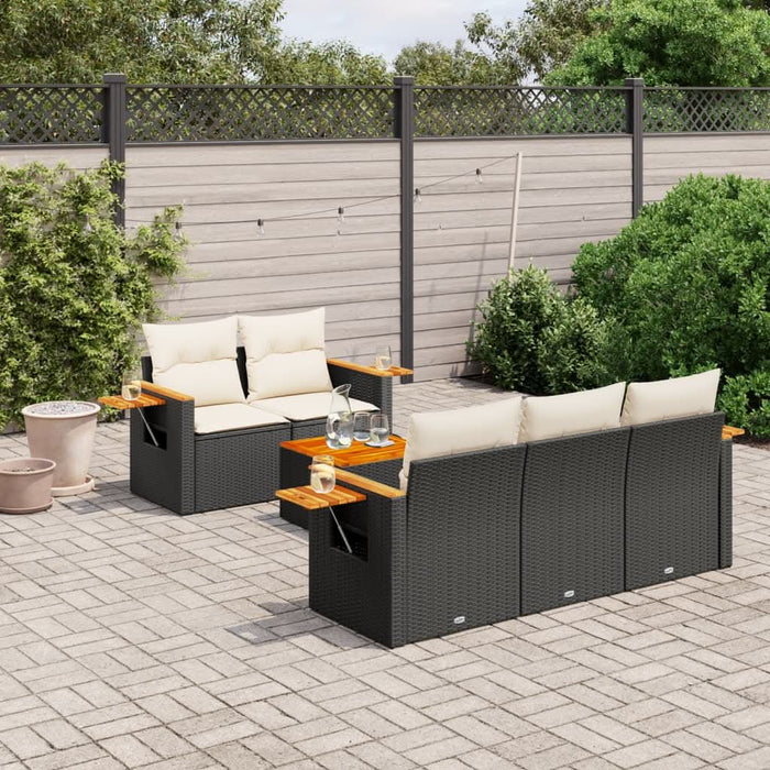 Set mobilier de grădină cu perne, 6 piese, negru, poliratan - WALTI WALTI