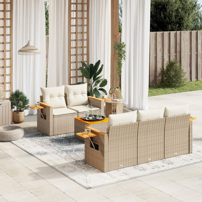 Set canapele de grădină cu perne, 6 piese, bej, poliratan - WALTI WALTI