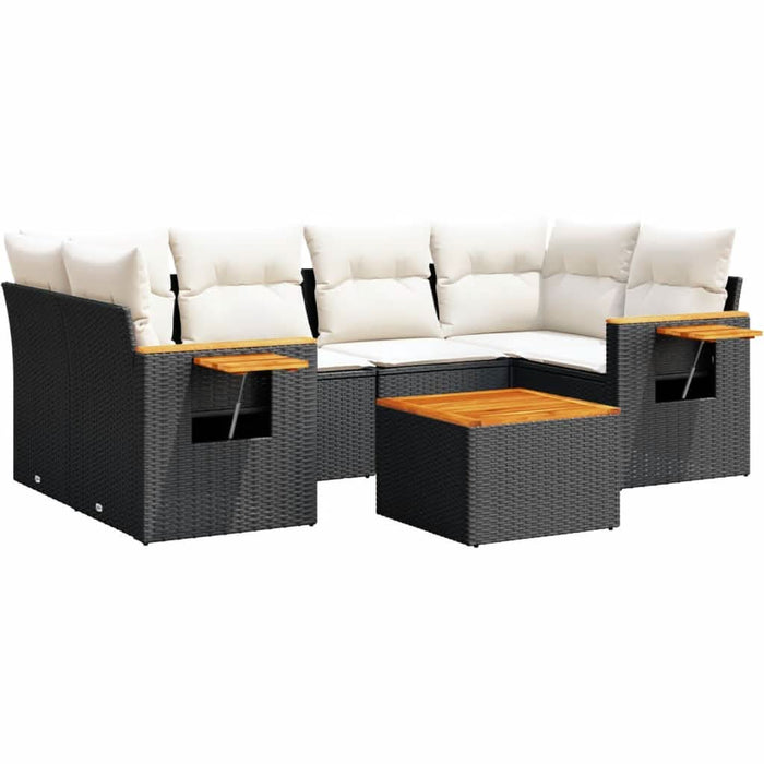 Set canapele de grădină cu perne, 7 piese, negru, poliratan - WALTI WALTI