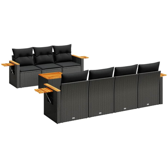 Set mobilier de grădină cu perne, 8 piese, negru, poliratan - WALTI WALTI