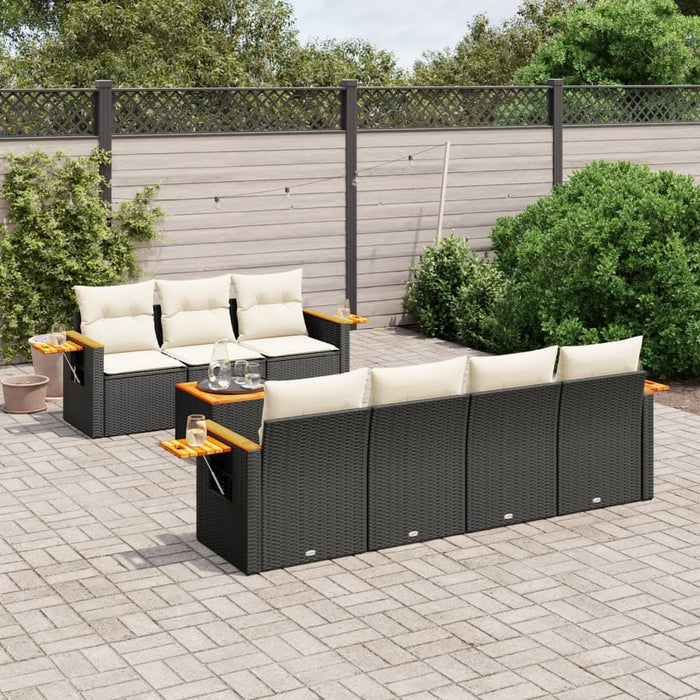 Set mobilier de grădină cu perne, 8 piese, negru, poliratan - WALTI WALTI