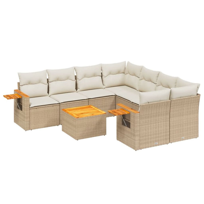 Set canapele de grădină, 9 piese, cu perne, bej, poliratan - WALTI WALTI