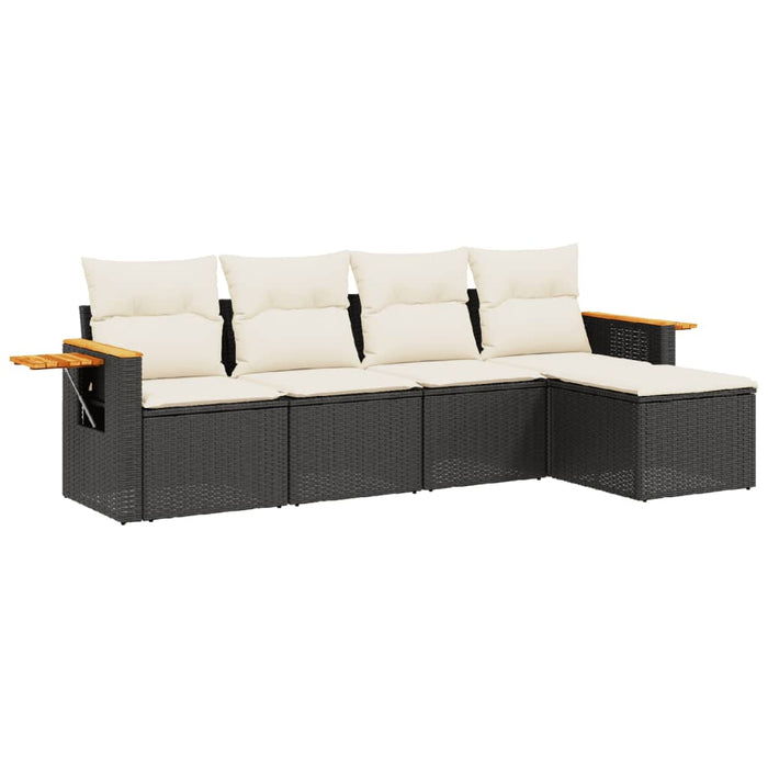 Set mobilier de grădină cu perne, 5 piese, negru, poliratan - WALTI WALTI