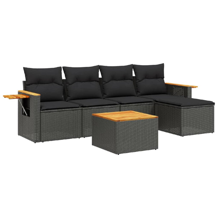 Set mobilier de grădină cu perne, 6 piese, negru, poliratan - WALTI WALTI